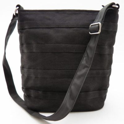 Square - Eco-friendly Hand-crocheted Shoulder Bag - Large - Noir - verso