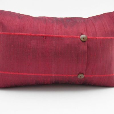 Slited Raw Silk Cushion Cover - Burgundy - 45x27cm - verso
