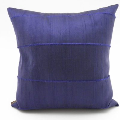 Slited Raw Silk Cushion Cover - Navy blue - 42x42cm