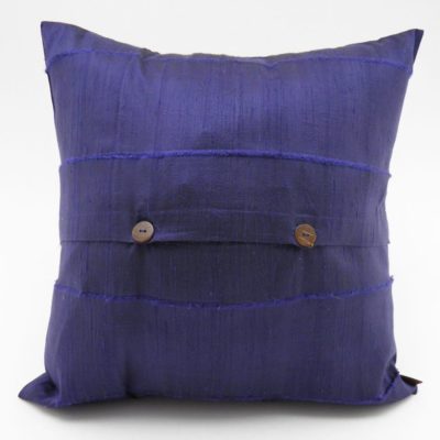 Slited Raw Silk Cushion Cover - Navy blue - 42x42cm - verso