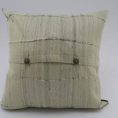 Slited Raw Silk Cushion Cover - Pistachio - 42x42cm - verso