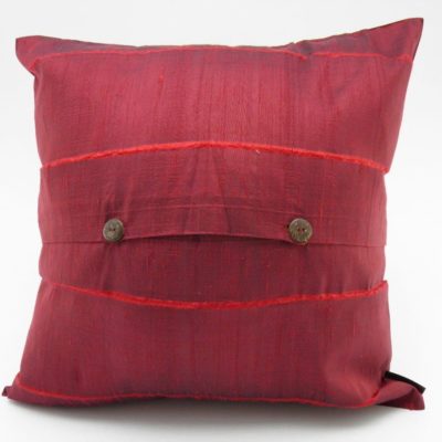 Slited Raw Silk Cushion Cover - Burgundy - 42x42cm - verso