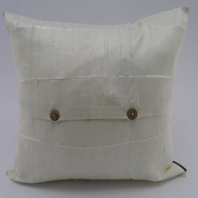 Slited Raw Silk Cushion Cover - Ivory - 42x42cm - verso