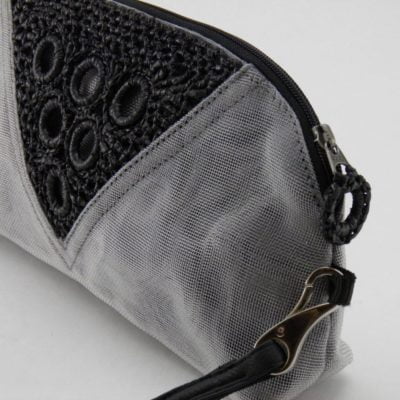 Serif - Eco-friendly clutch bag wrist-strap - Gray - details