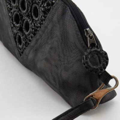 Serif - Eco-friendly clutch bag wrist-strap - Charcoal - details