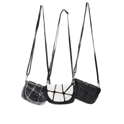 Split - Eco-friendly leather evening bag - Charcoal / White / Black