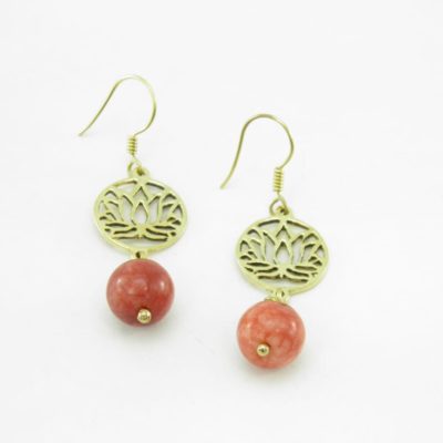 Earrings Lotus And Stone – Recycled Brass