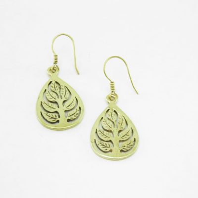 Earrings Recycled Brass – Buddha Leaf