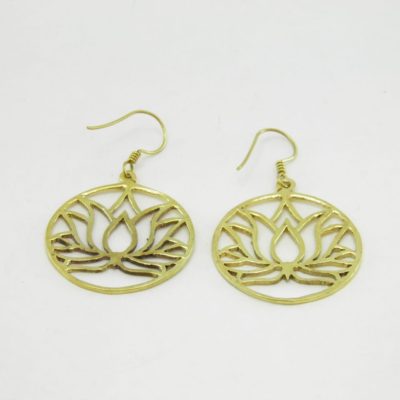 Earrings Lotus – recycled brass - Large