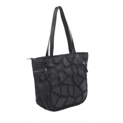 Path - Eco-friendly leather hand bag - Small - Black